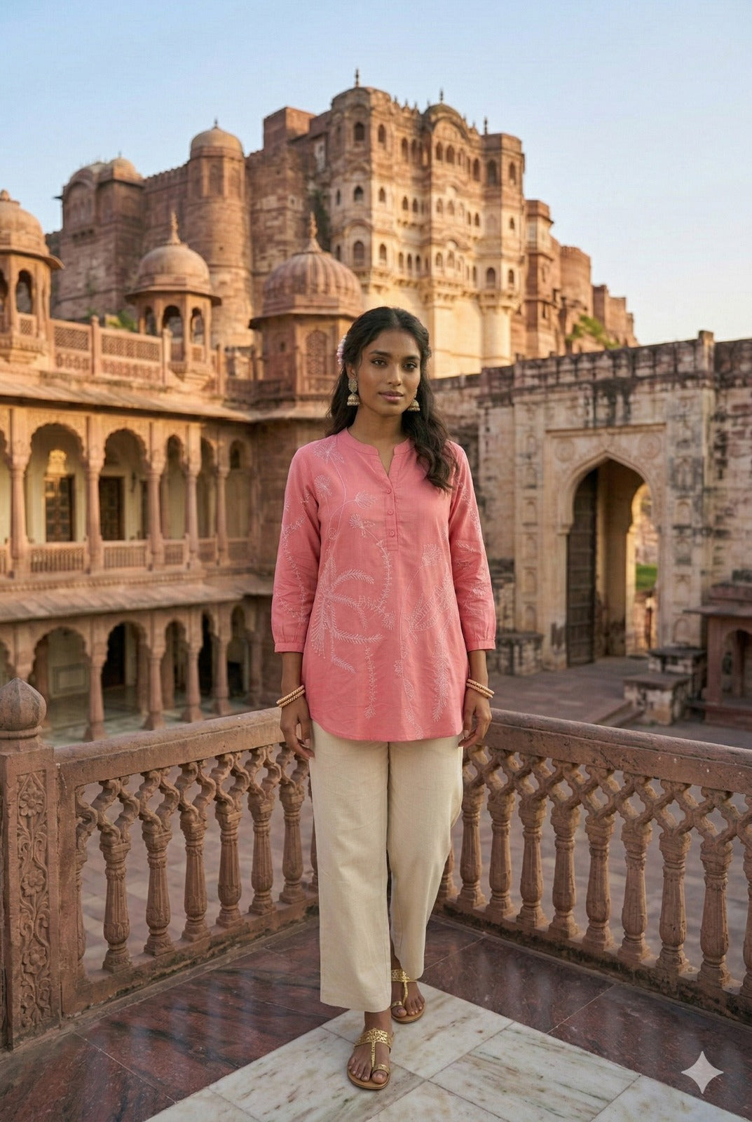 Rose pink cotton Top.