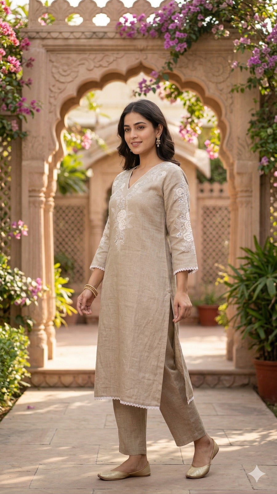 Beige linen Top