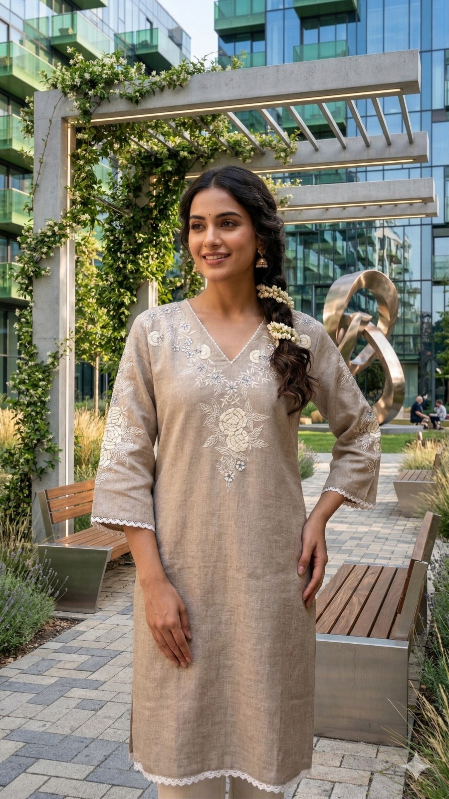 Beige linen Top