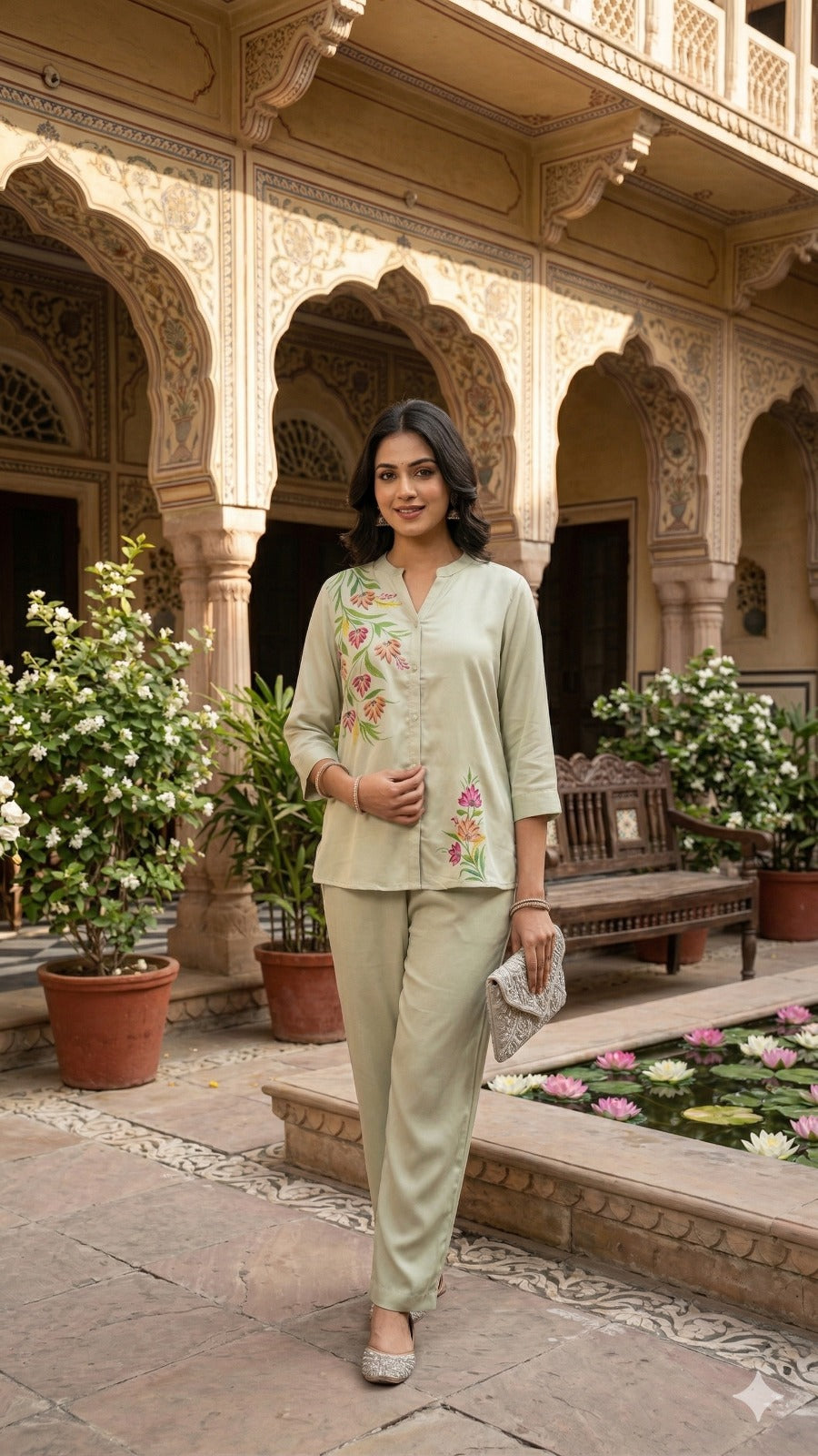 Pista Green Button-Down Top