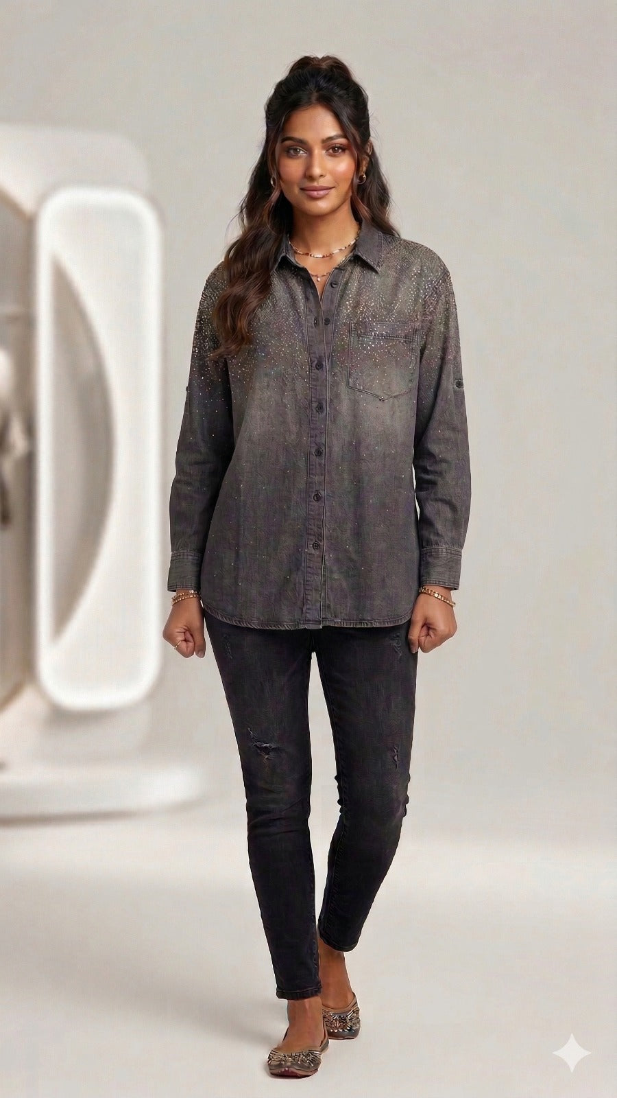 Denim Shirt Top