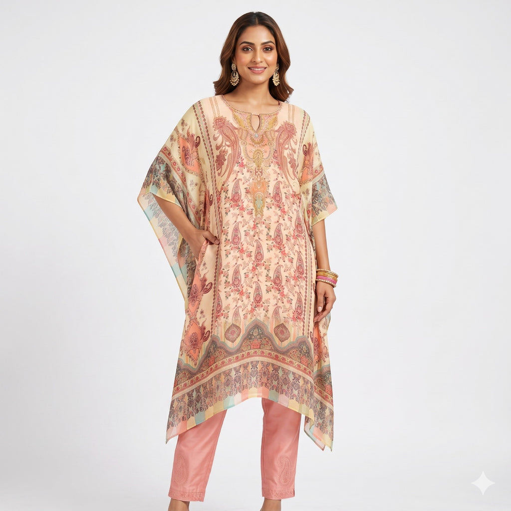Blush Mirage Printed Kaftan Top