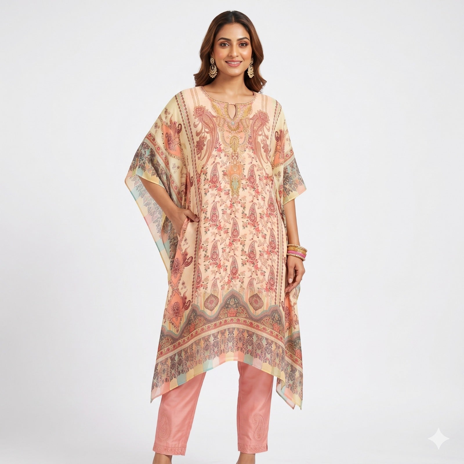 Blush Mirage Printed Kaftan Top