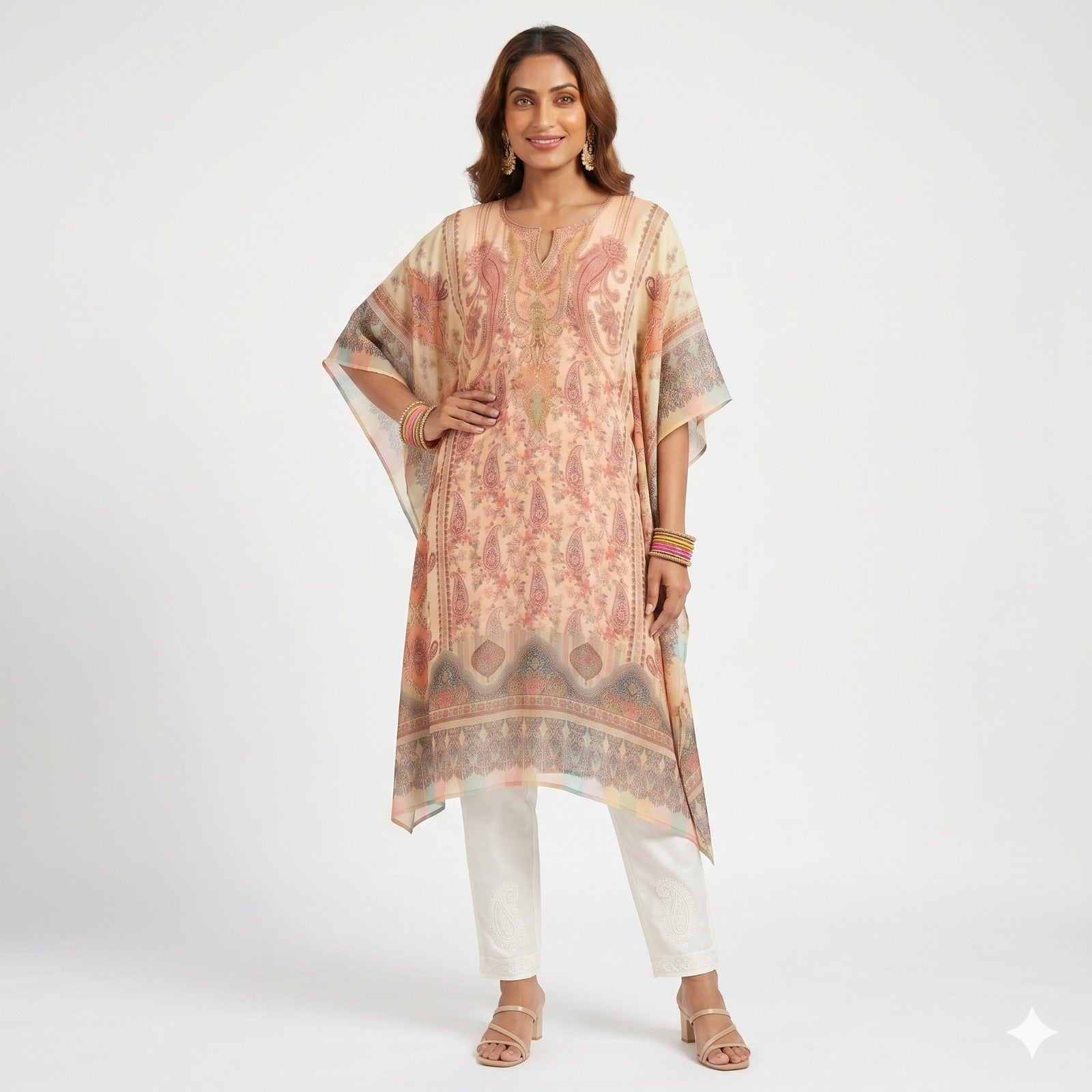 Blush Mirage Printed Kaftan Top