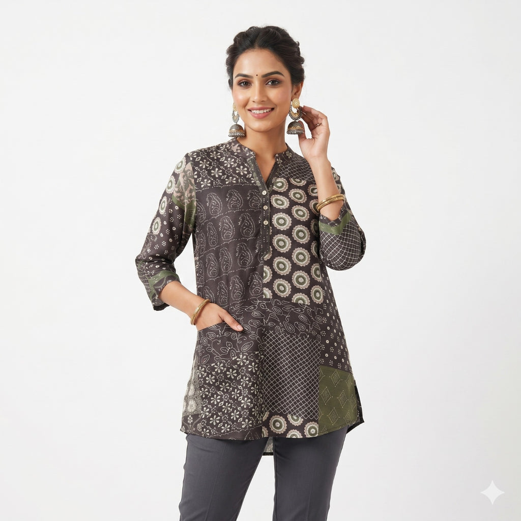 Earthy Patchwork Charm Top
