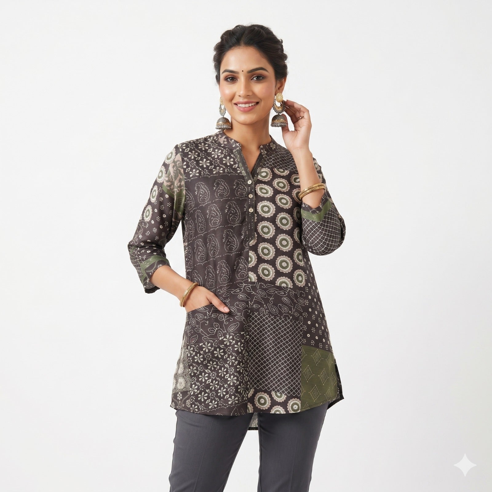 Earthy Patchwork Charm Top