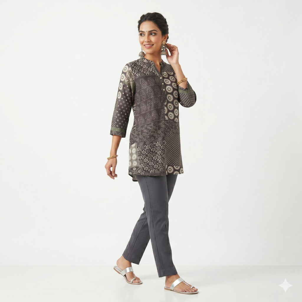 Earthy Patchwork Charm Top