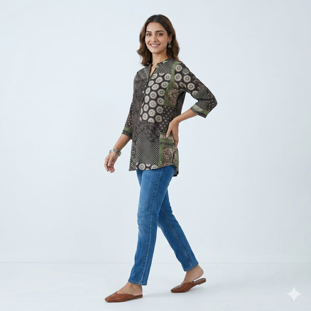 Earthy Patchwork Charm Top