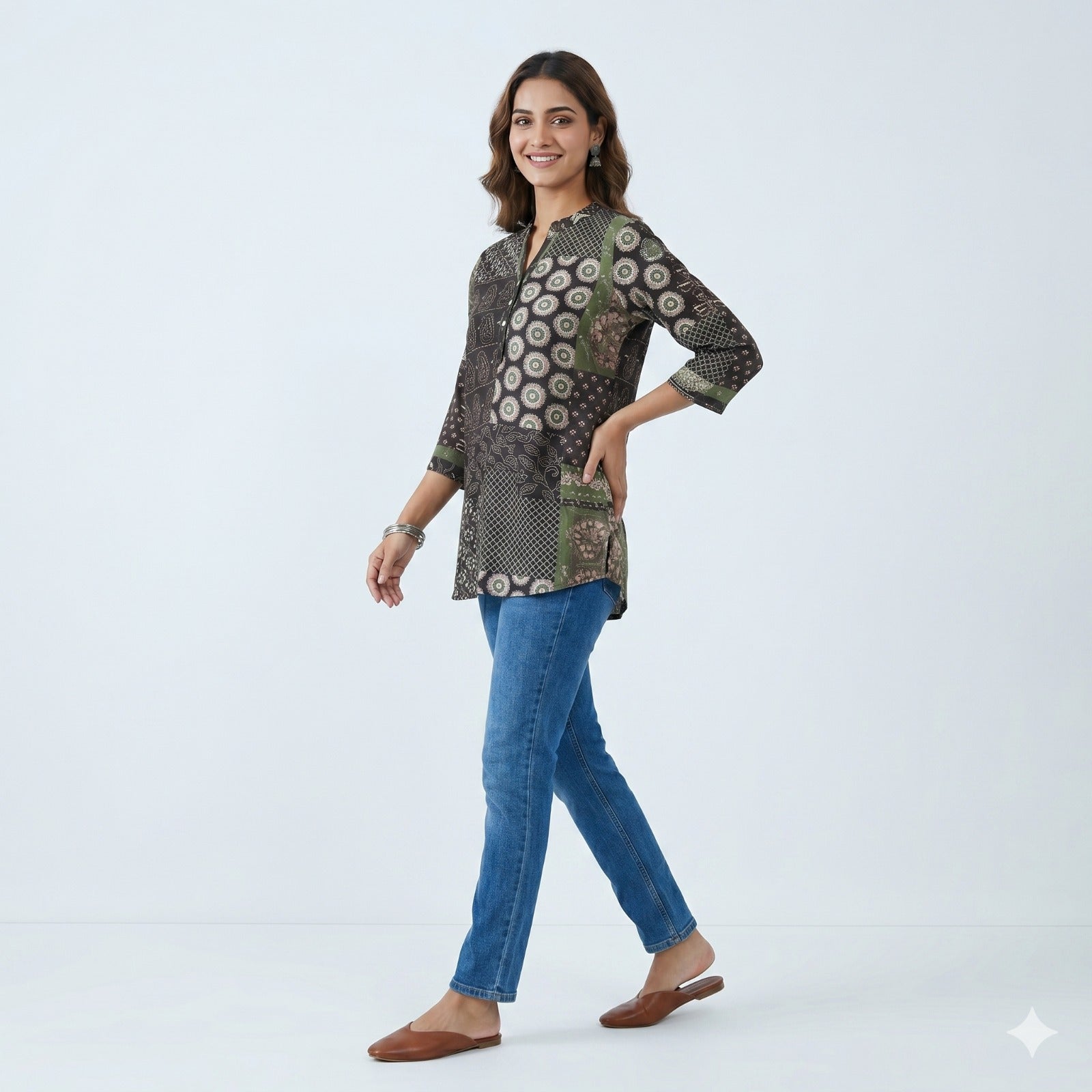 Earthy Patchwork Charm Top