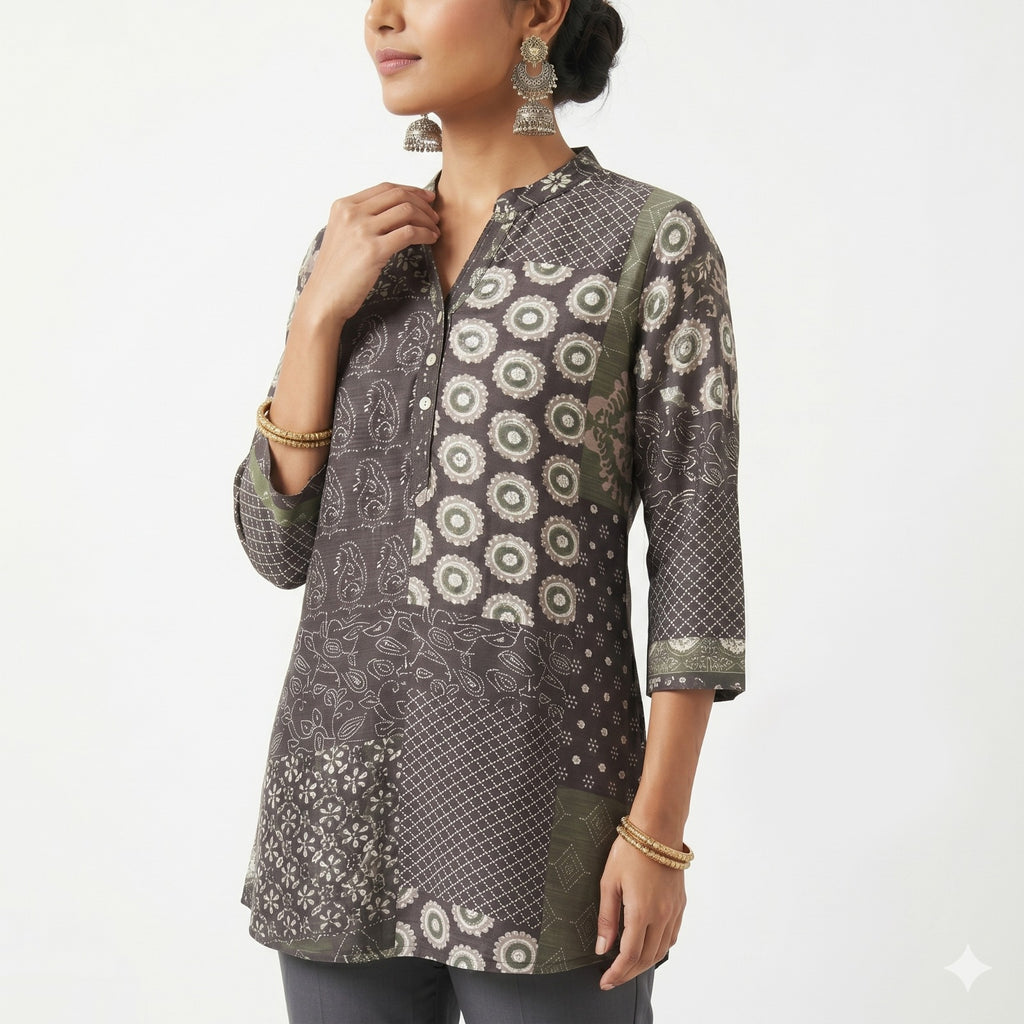 Earthy Patchwork Charm Top