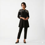 Noir Blossom Button Top