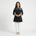 Noir Blossom Button Top