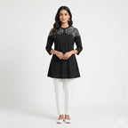 Noir Blossom Button Top