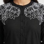 Noir Blossom Button Top