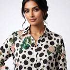 Polka Bloom Chiffon Shirt Top