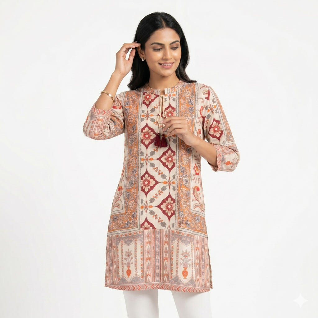 Rust Bloom Ethnic Printed Top