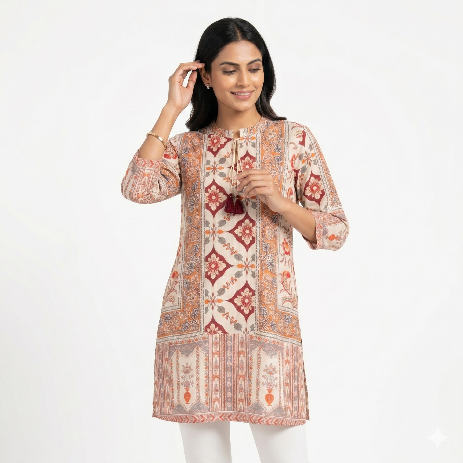 Rust Bloom Ethnic Printed Top