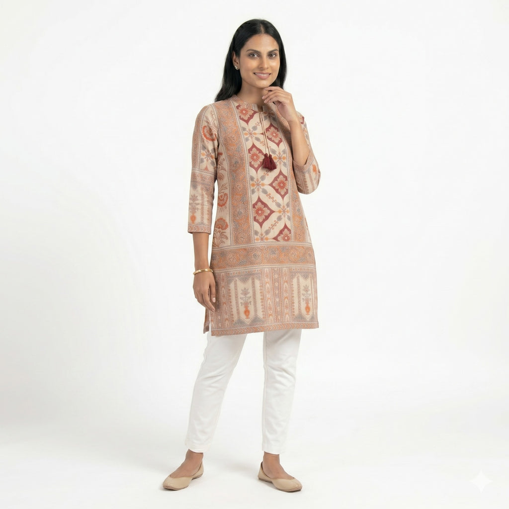Rust Bloom Ethnic Printed Top
