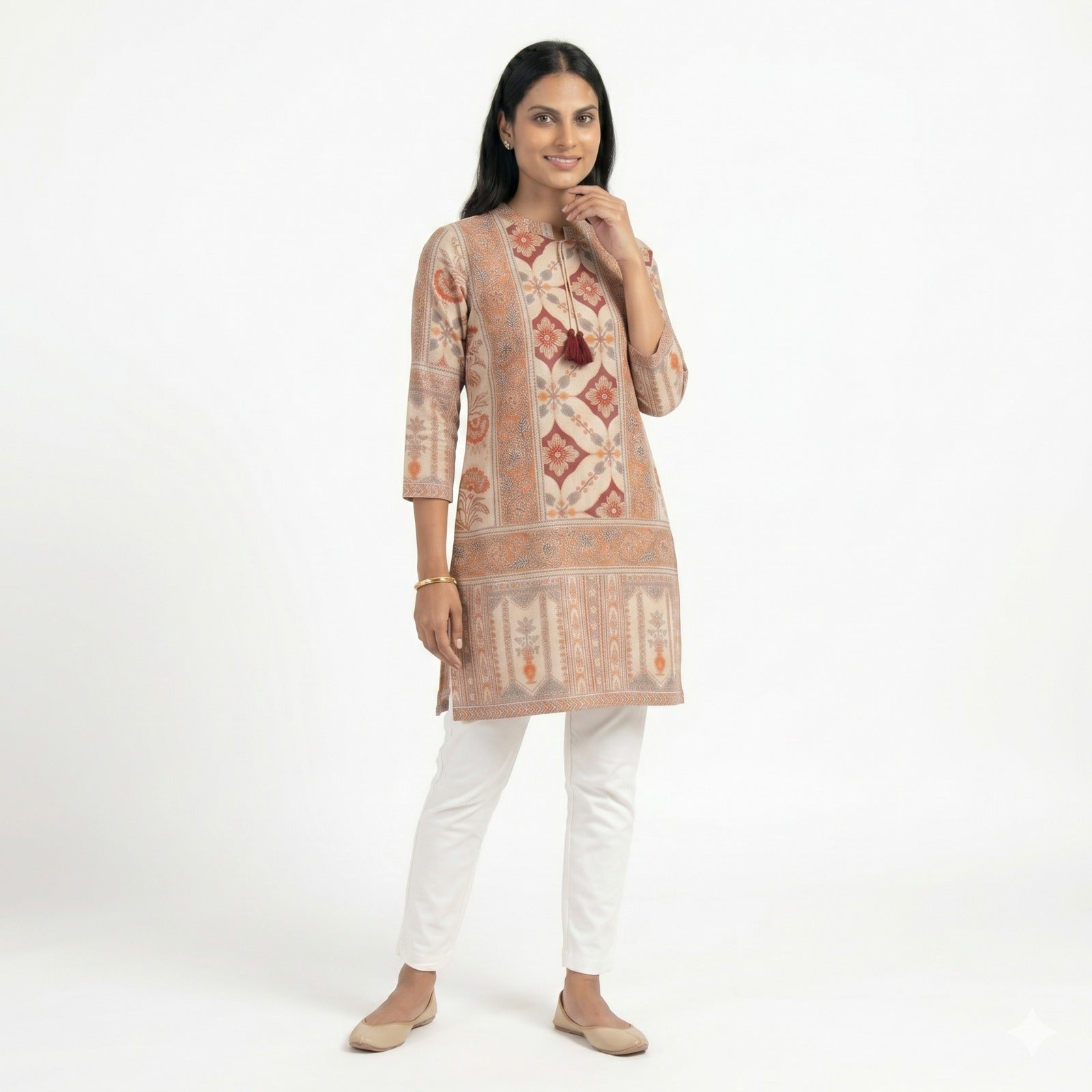 Rust Bloom Ethnic Printed Top