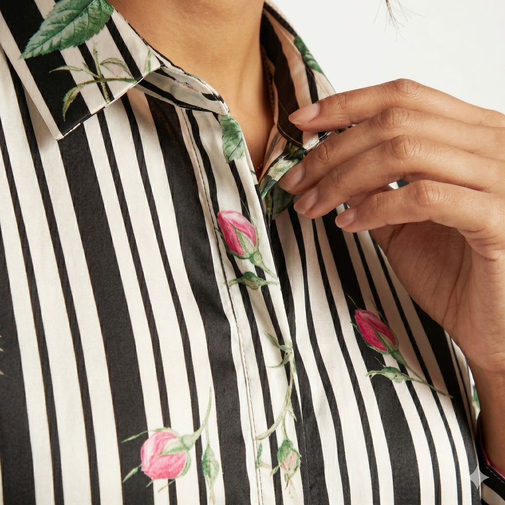 Midnight Garden Ivory Shirt Top