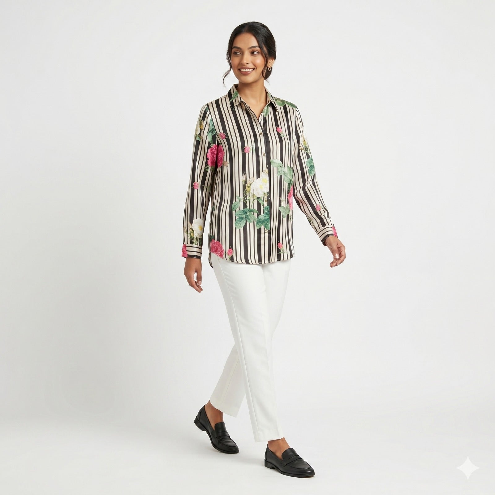 Midnight Garden Ivory Shirt Top