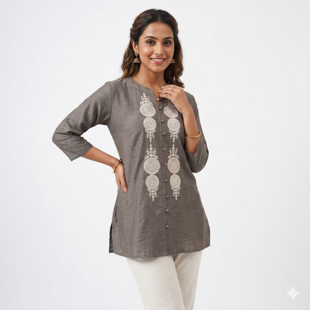 Olive Grace Embroidered Button down Top