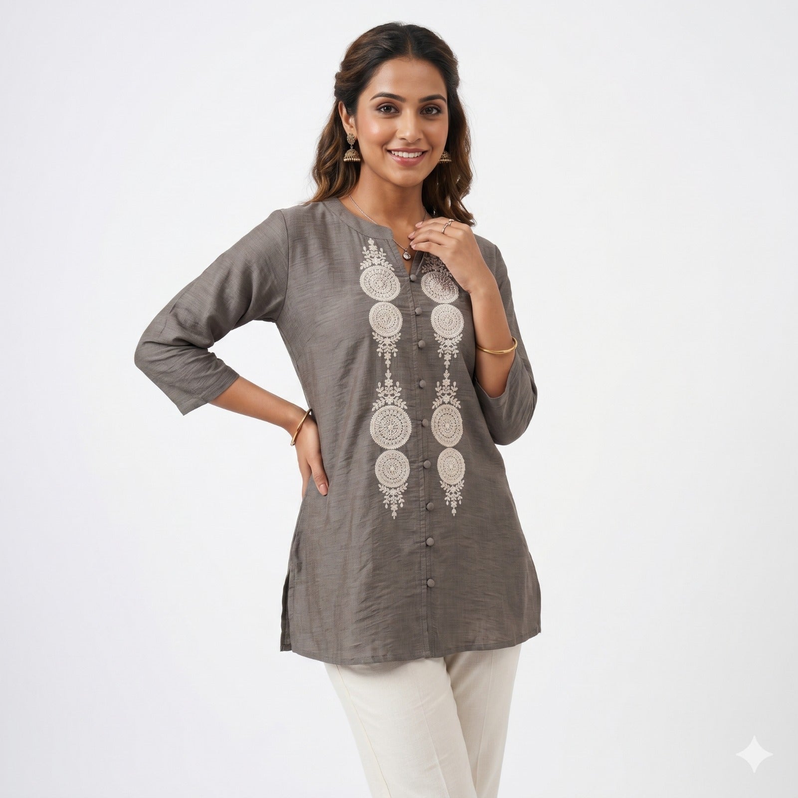 Olive Grace Embroidered Button down Top