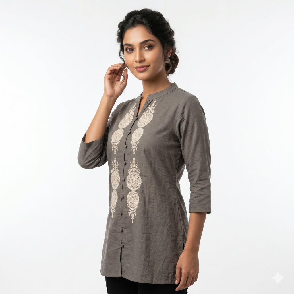 Olive Grace Embroidered Button down Top