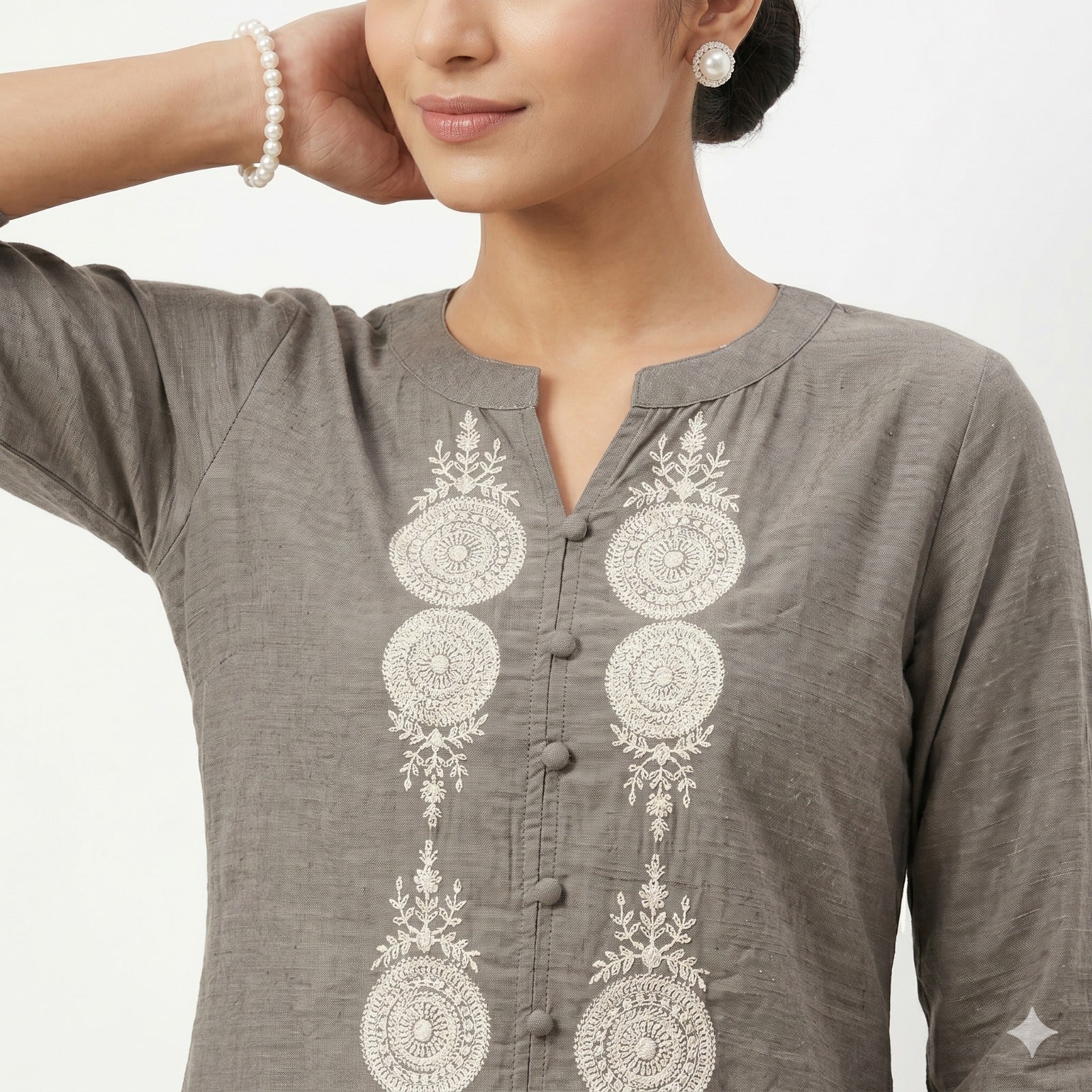 Olive Grace Embroidered Button down Top