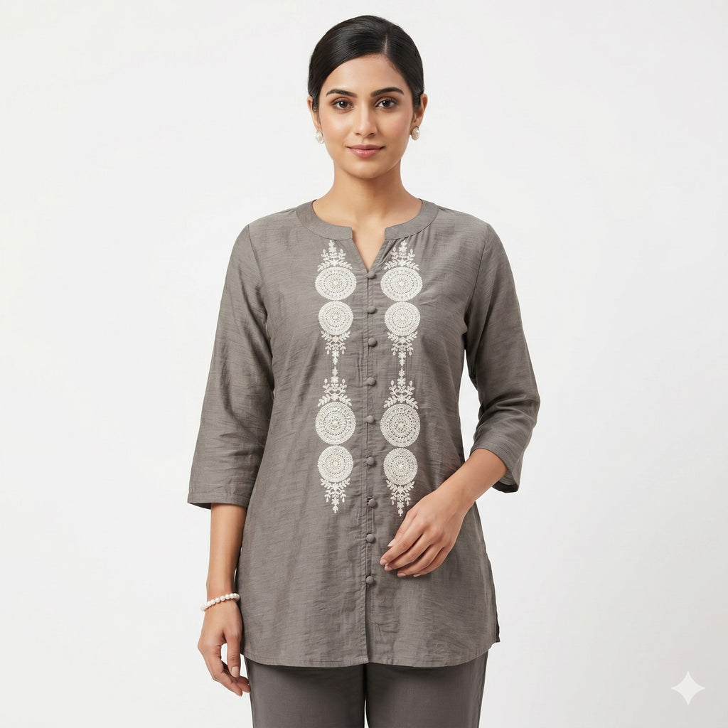Olive Grace Embroidered Button down Top