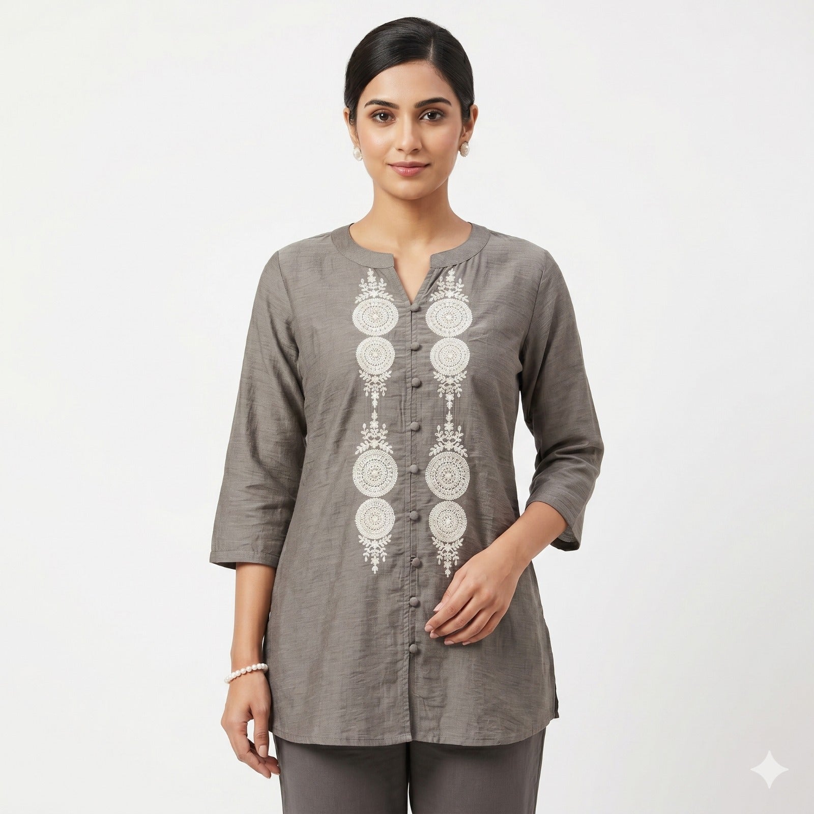 Olive Grace Embroidered Button down Top