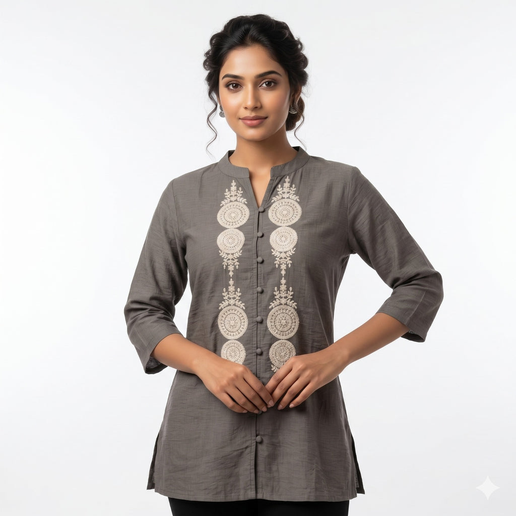 Olive Grace Embroidered Button down Top