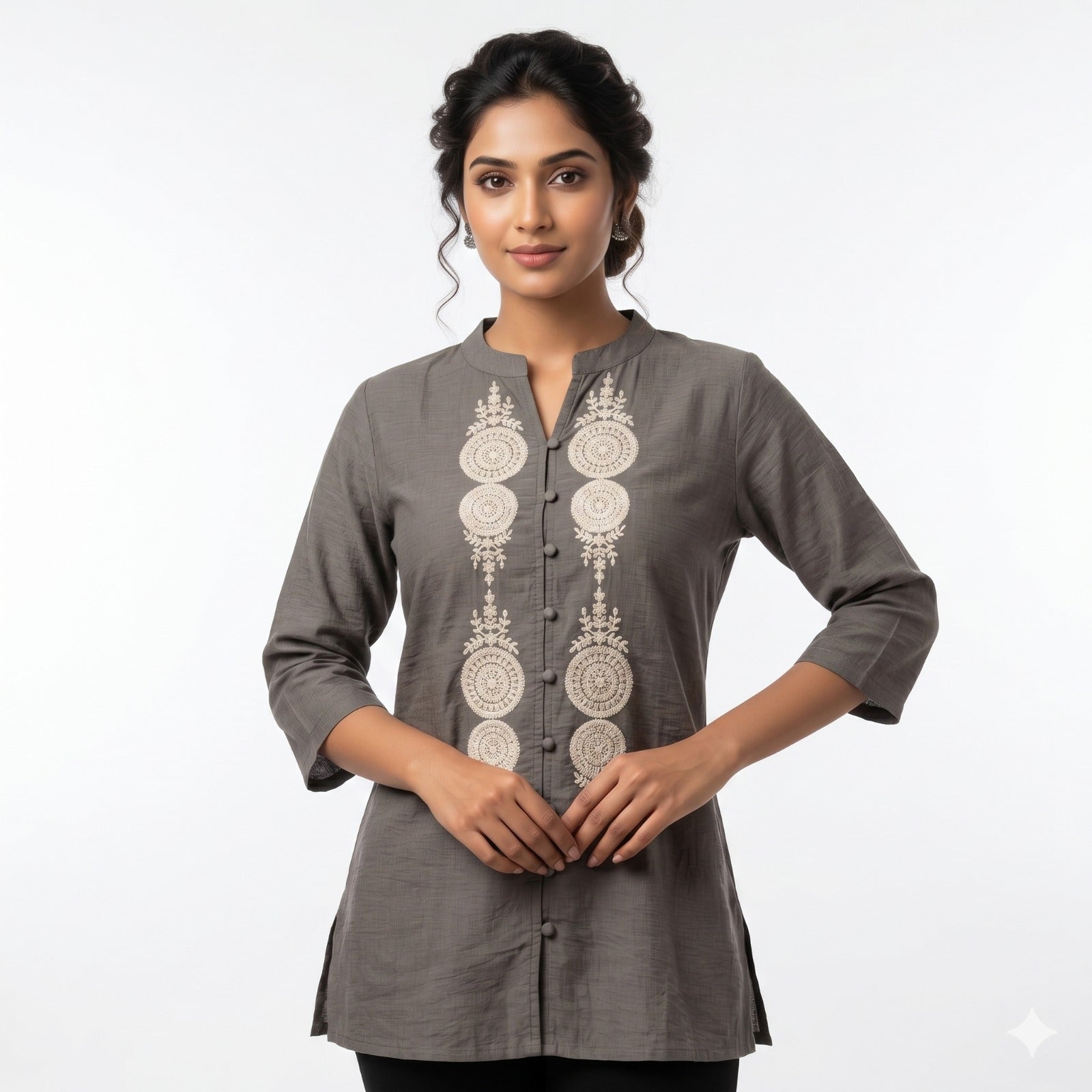 Olive Grace Embroidered Button down Top
