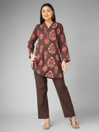 Cocoa Brown Floral Cord-set