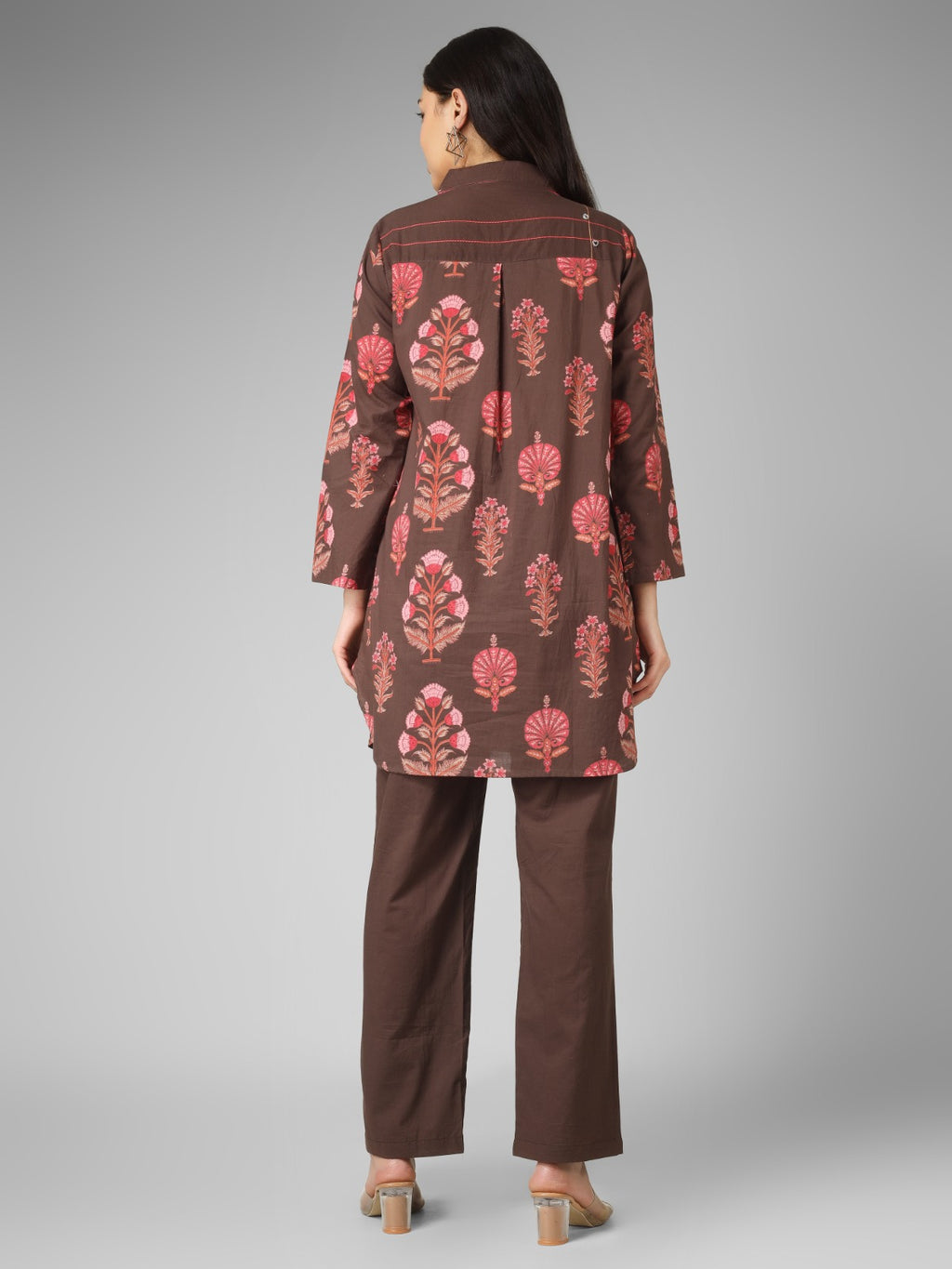 Cocoa Brown Floral Cord-set