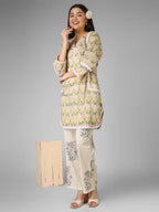 Yellow & Off-White Floral Cord-set