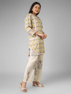 Yellow & Off-White Floral Cord-set