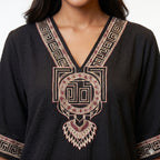 Midnight Charm embroidered V-Neck  Top