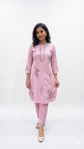 Blush Pink Embroidered Voile Cord-set