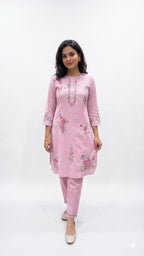 Blush Pink Embroidered Voile Cord-set