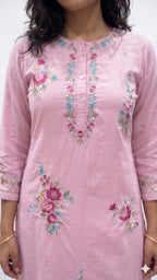 Blush Pink Embroidered Voile Cord-set