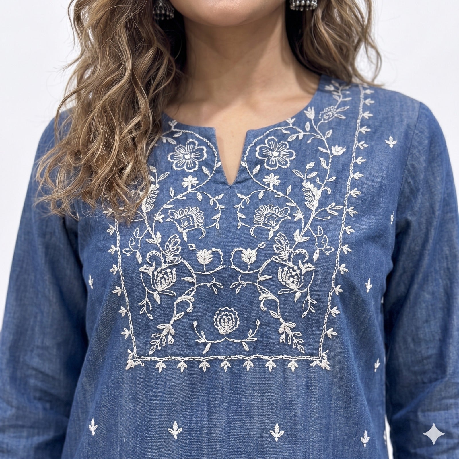Denim Embroidered Cord-set
