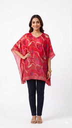 Ruby Wave Shefon Kaftan Top