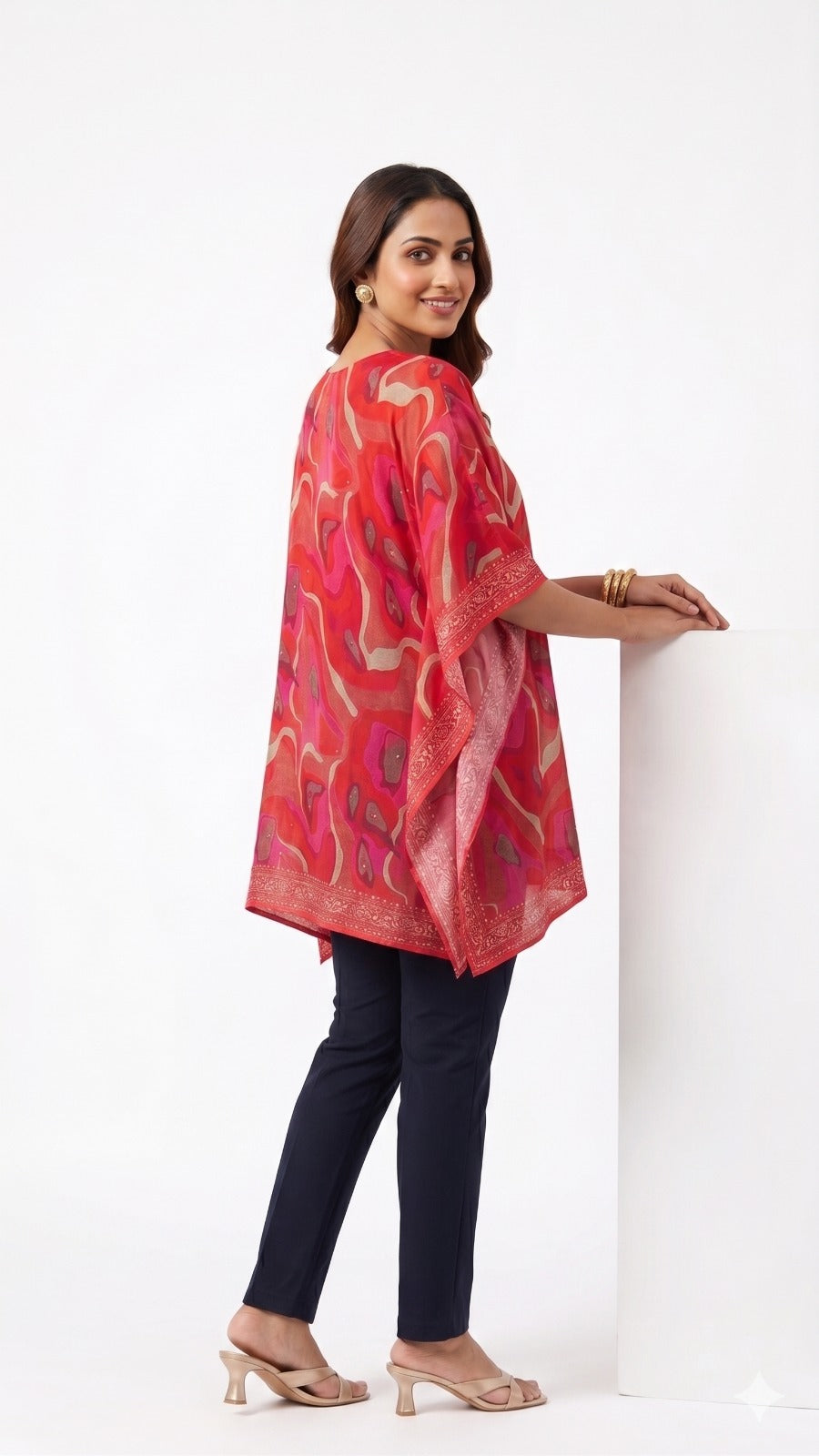 Ruby Wave Shefon Kaftan Top