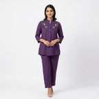 Royal Plum Embroidered Cord-set