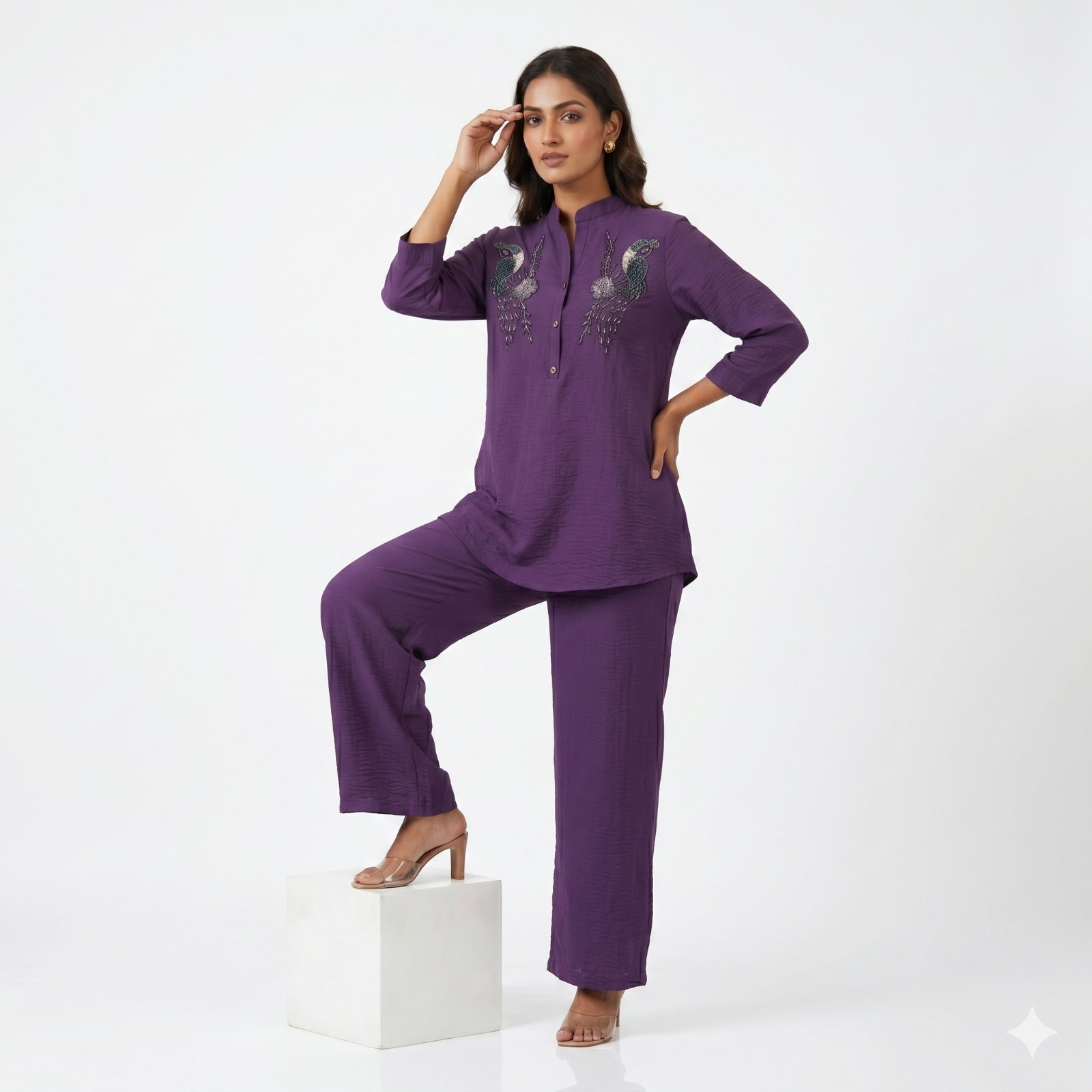 Royal Plum Embroidered Cord-set