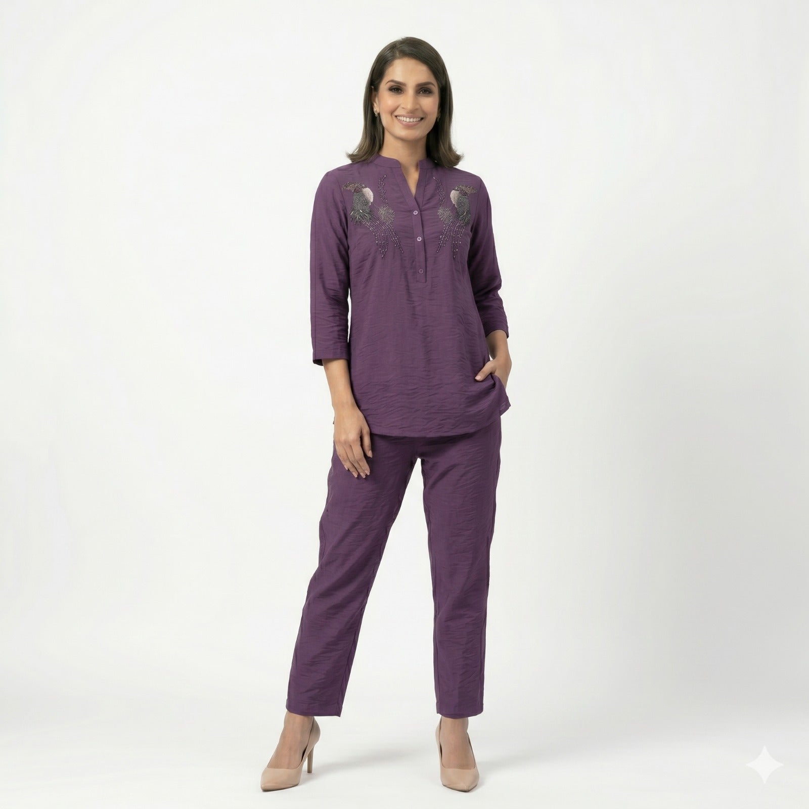 Royal Plum Embroidered Cord-set