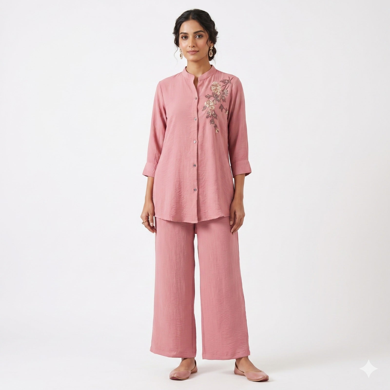 Blush Bead & Sequin Crushed Cotton Cord-set