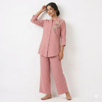 Blush Bead & Sequin Crushed Cotton Cord-set