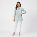 Mint Lace Charm Cotton Shirt Top